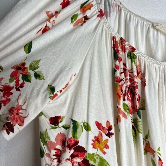 143 Story by Line Up Off Shoulders Blouse Large Stretchy Beige Floral - Picture 4 of 8